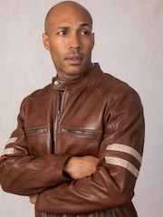 Lakeland Leather Brown Charlie II Racer Jacket - Image 12 of 12