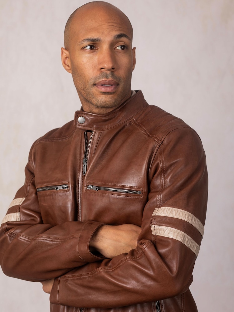Lakeland Leather Brown Charlie II Racer Jacket - Image 12 of 12 Lakeland Leather Brown Charlie II Racer Jacket - Image 12 of 12