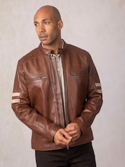 Lakeland Leather Brown Charlie II Racer Jacket - Image 7 of 12
