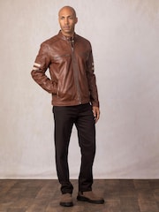 Lakeland Leather Brown Charlie II Racer Jacket - Image 9 of 12