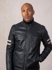 Lakeland Leather Blue Charlie II Racer Jacket - Image 8 of 8