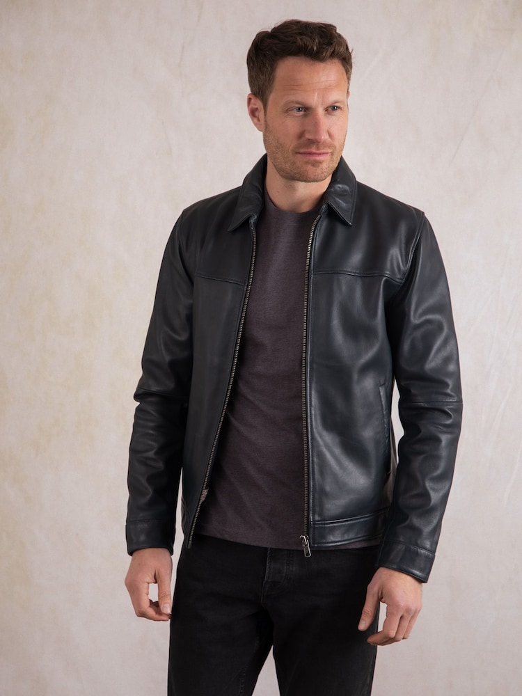 Blau - Lakeland Leather Navy Renwick Collared Leather Jacket" - Bild 2 von 9 Blau - Lakeland Leather Navy Renwick Collared Leather Jacket" - Bild 2 von 9