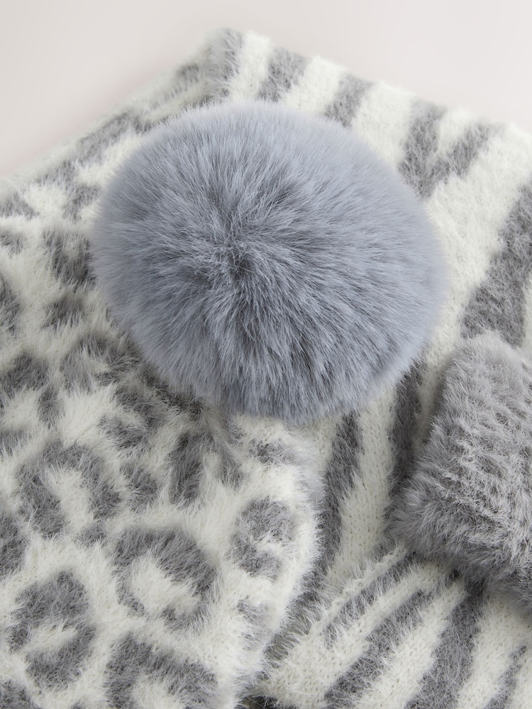 Animal Print Beanie Gloves And Scarf Set (3-16yrs) - Image 2 of 4