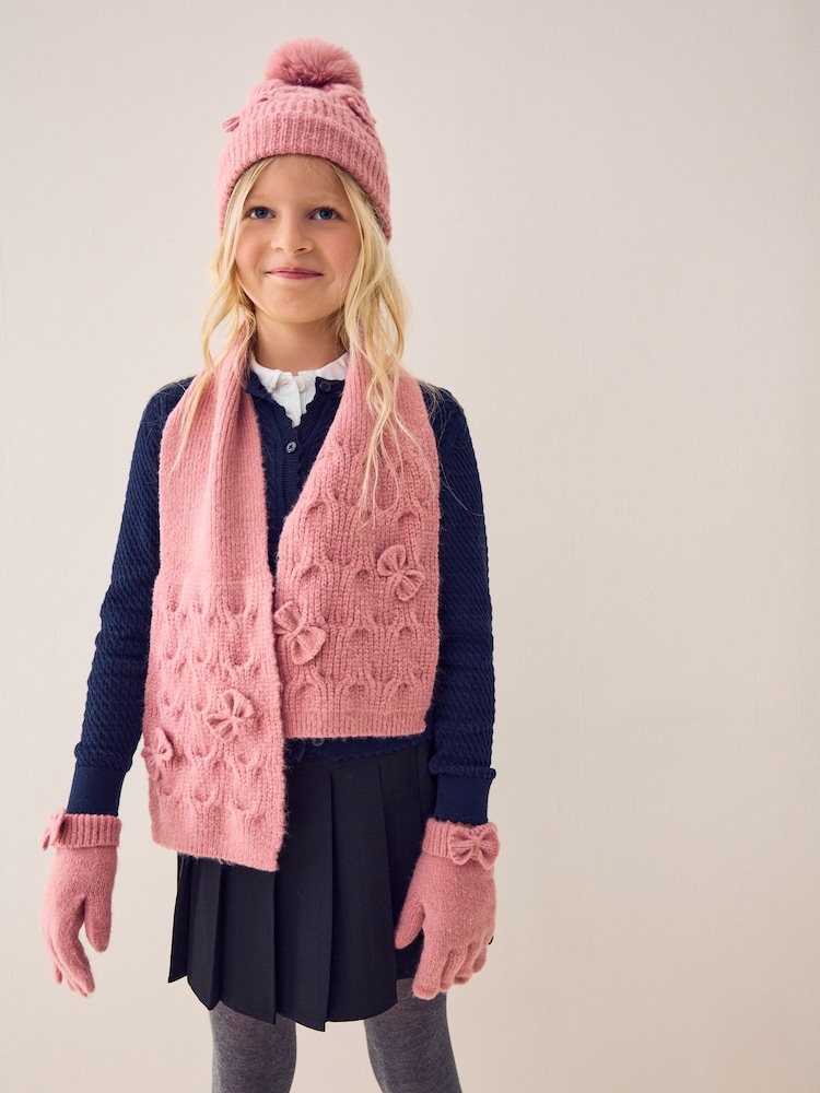 Pink Beanie Gloves And Scarf Set (3-16yrs) - Image 2 of 8