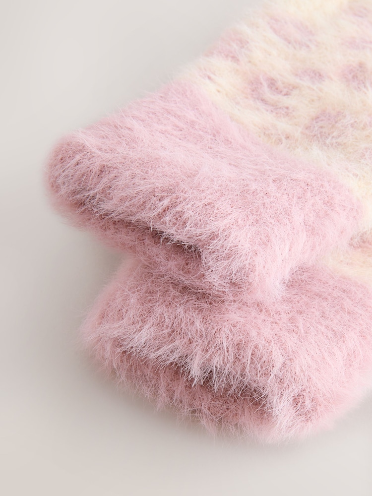 Pink Animal Print Beanie Gloves And Scarf Set (3-16yrs) - Image 4 of 4