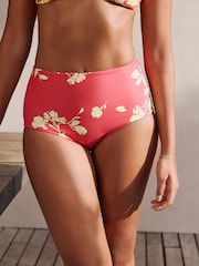 Pink/Lime Floral Print High Waist Bikini Bottoms - Image 1 of 8