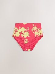 Pink/Lime Floral Print High Waist Bikini Bottoms - Image 6 of 8
