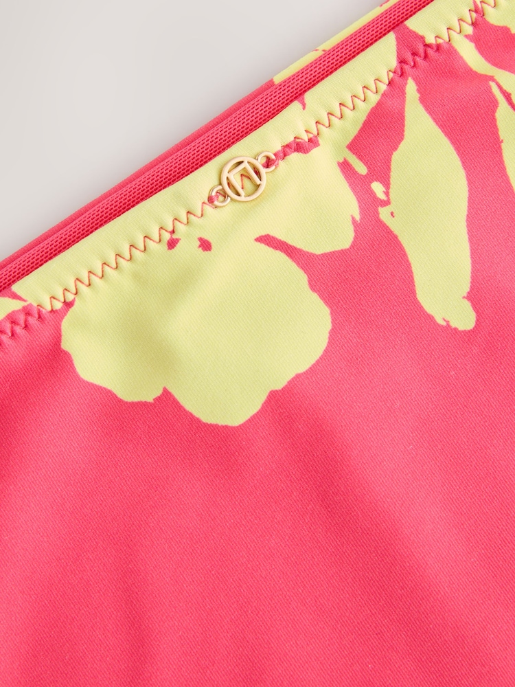 Pink/Lime Floral Print High Waist Bikini Bottoms - Image 8 of 8