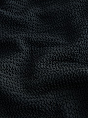 self. Black Crinkle Thong High Leg Scoop Swimsuit - Image 5 of 6