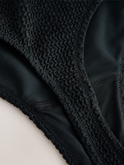 self. Black Crinkle Thong High Leg Scoop Swimsuit - Image 6 of 6