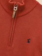 Joules Boys' Hillside Orange Knit Quarter Zip - Image 3 of 4