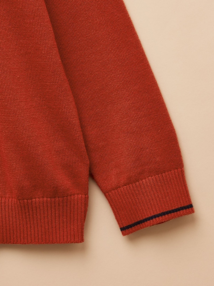 Joules Boys' Hillside Orange Knit Quarter Zip - Image 4 of 4 Joules Boys' Hillside Orange Knit Quarter Zip - Image 4 of 4