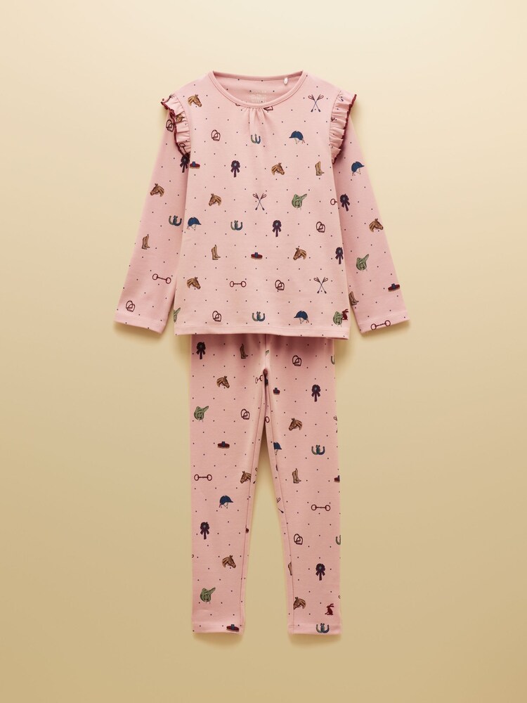 Joules Girls' Kipwell Pink Long Sleeve Pyjama Set - Image 1 of 5