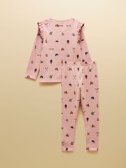 Joules Girls' Kipwell Pink Long Sleeve Pyjama Set - Image 2 of 5
