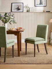 Laura Ashley Set of 2 Stretton Chenille Hedgerow Green Nordan Dining Chairs - Image 1 of 6