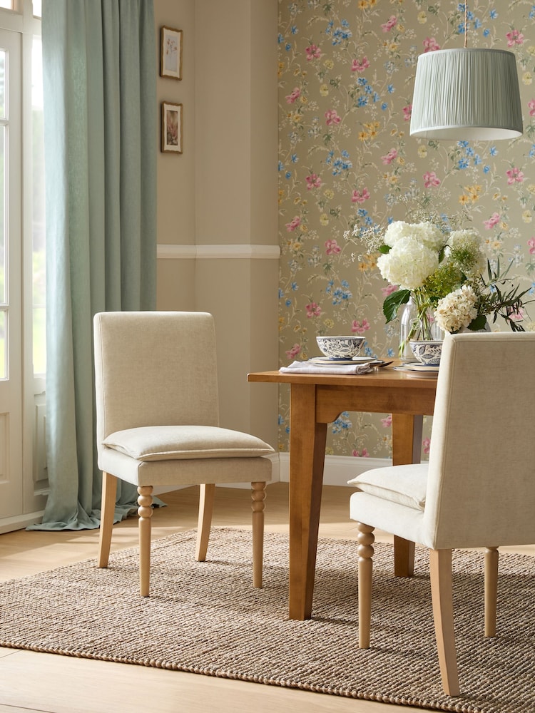 Laura Ashley Set of 2 Baron Chenille Hazelnut Natural Nordan Dining Chairs - Image 1 of 6