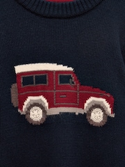 Joules Boys' Cracking Navy Blue Intarsia Knit Jumper - Image 3 of 4