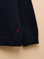 Joules Boys' Cracking Navy Blue Intarsia Knit Jumper - Image 4 of 4