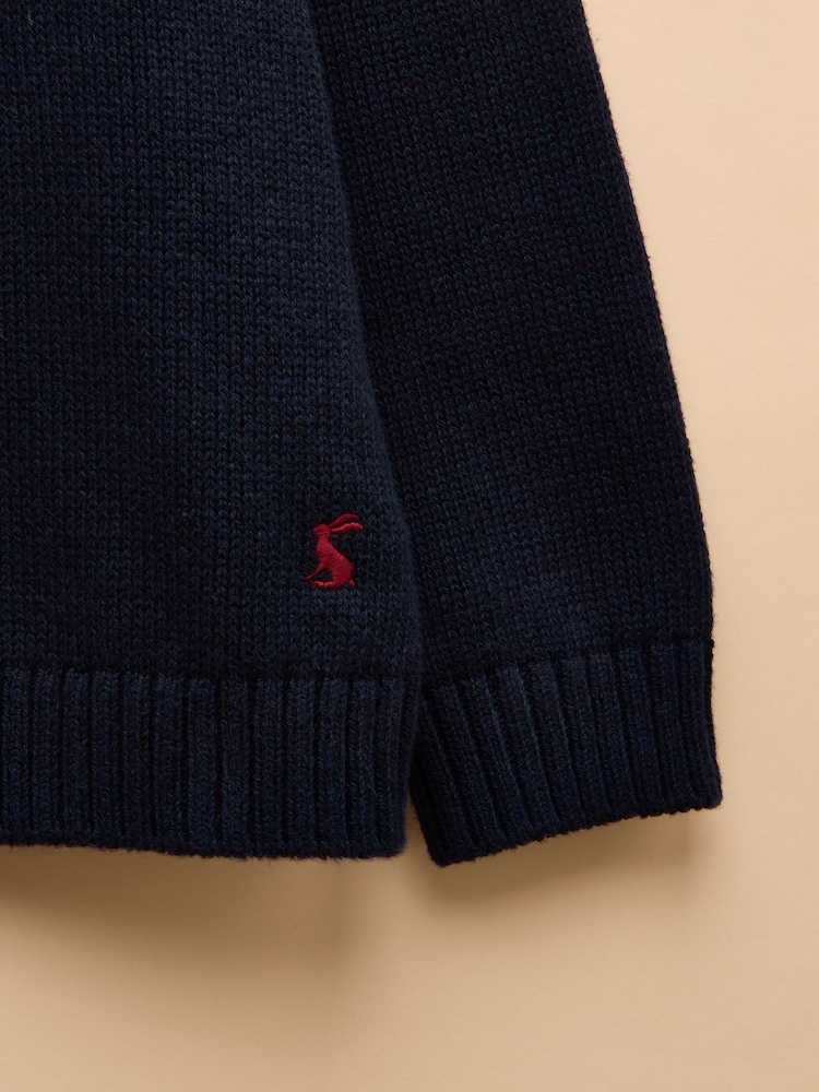 Joules Boys' Cracking Navy Blue Intarsia Knit Jumper - Image 4 of 4 Joules Boys' Cracking Navy Blue Intarsia Knit Jumper - Image 4 of 4