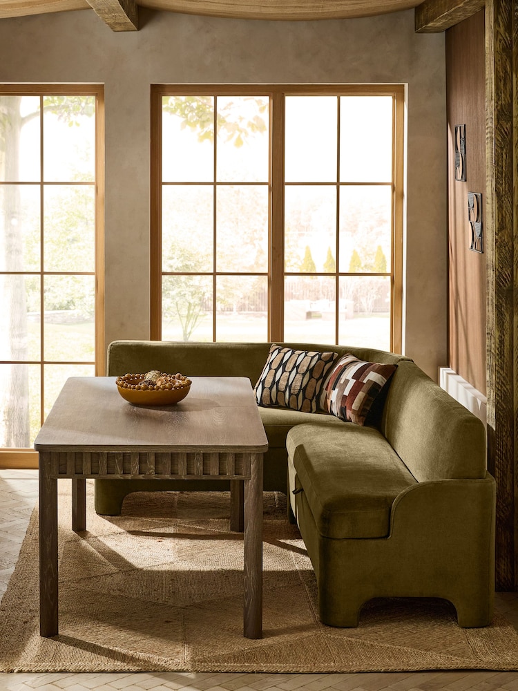 Fine Chenille Moss Green Ebony Banquette - Image 1 of 9