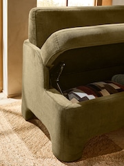Fine Chenille Moss Green Ebony Banquette - Image 5 of 9
