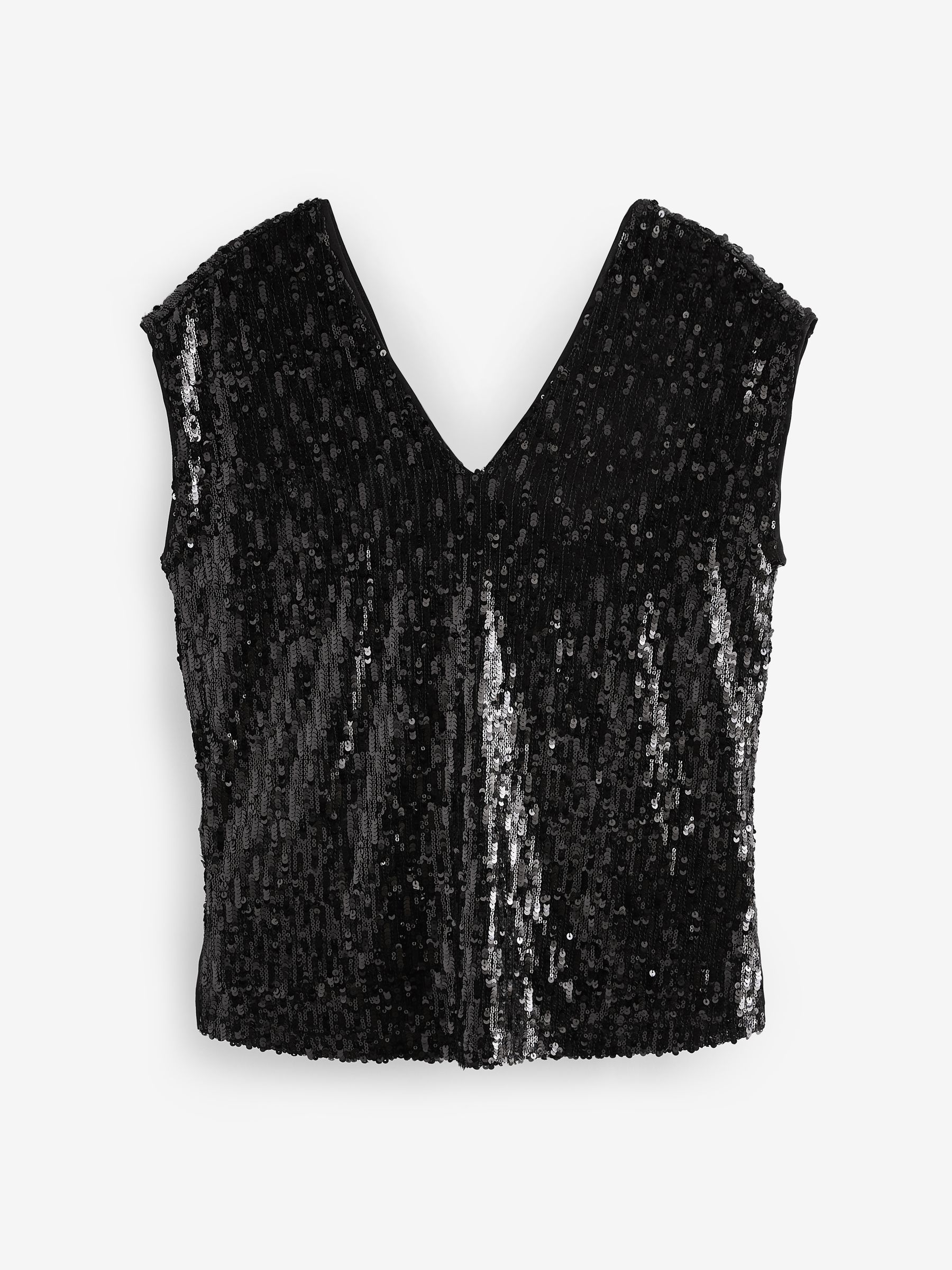 Buy Black Sequin V Neck Sleeveless Top from Next Ireland