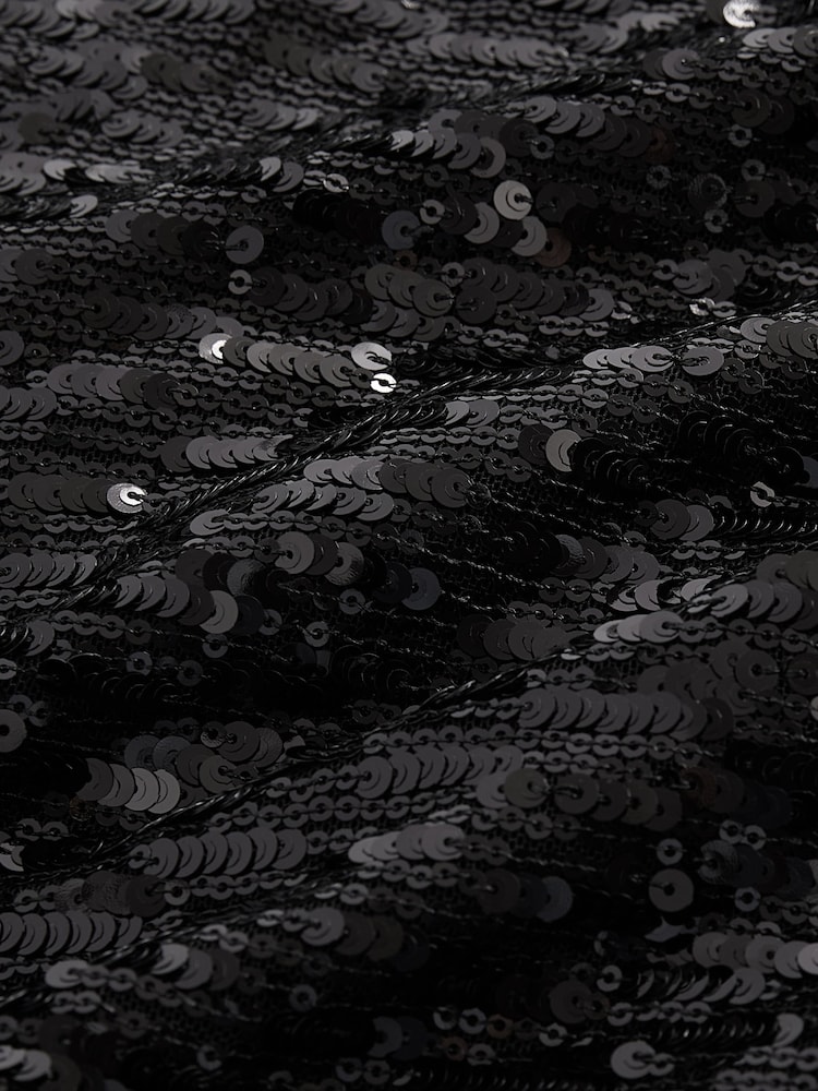 Black Sequin V-Neck Sleeveless Top - Image 7 of 7