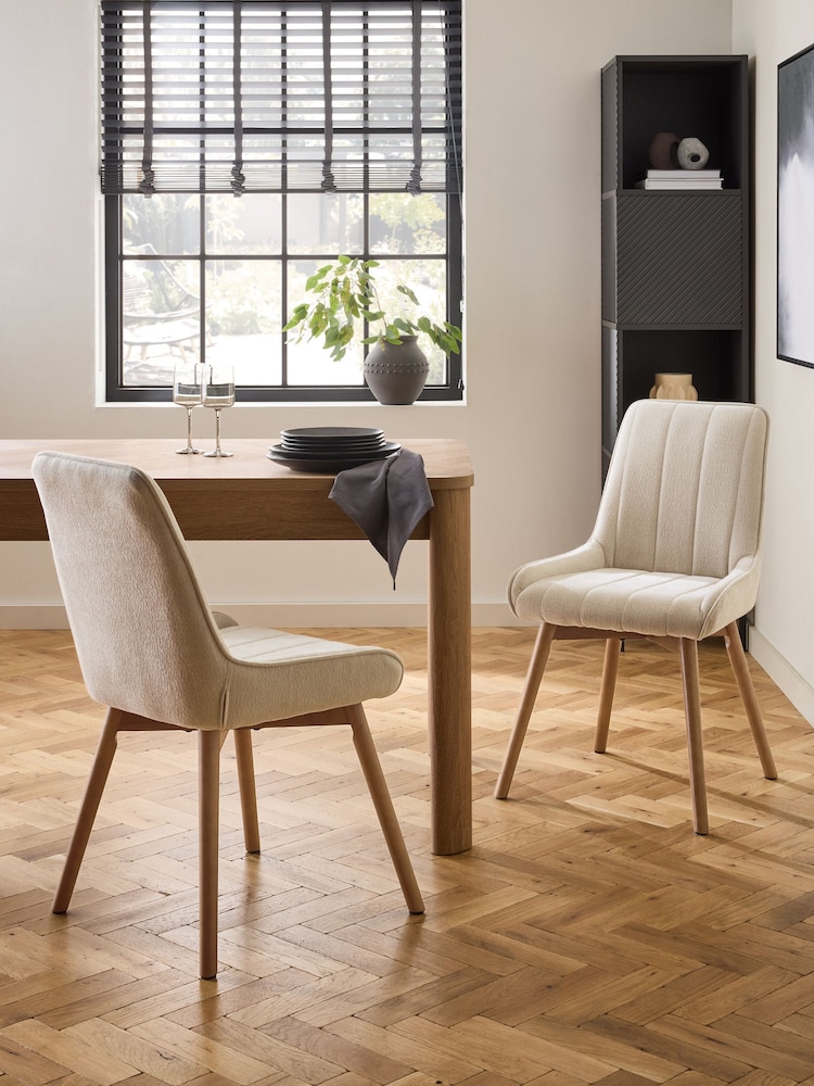 Set of 2 Pebble Hamilton Mid Wood Leg Quilted Dining Chairs - Image 1 of 9 Set of 2 Pebble Hamilton Mid Wood Leg Quilted Dining Chairs - Image 1 of 9