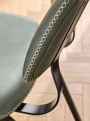 Set of 2 Distressed Faux Leather Green Aiden Black Leg Dining Chairs - Image 2 of 7