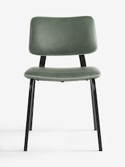 Set of 2 Distressed Faux Leather Green Aiden Black Leg Dining Chairs - Image 3 of 7