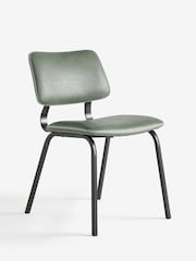 Set of 2 Distressed Faux Leather Green Aiden Black Leg Dining Chairs - Image 5 of 7