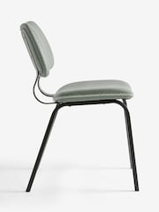 Set of 2 Distressed Faux Leather Green Aiden Black Leg Dining Chairs - Image 6 of 7