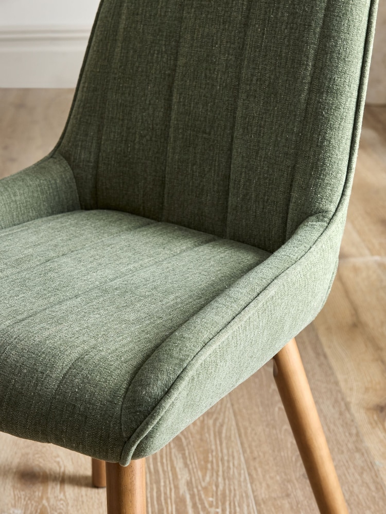 Set of 2 Green Hamilton Mid Wood Leg Quilted Dining Chairs - Image 2 of 7 Set of 2 Green Hamilton Mid Wood Leg Quilted Dining Chairs - Image 2 of 7