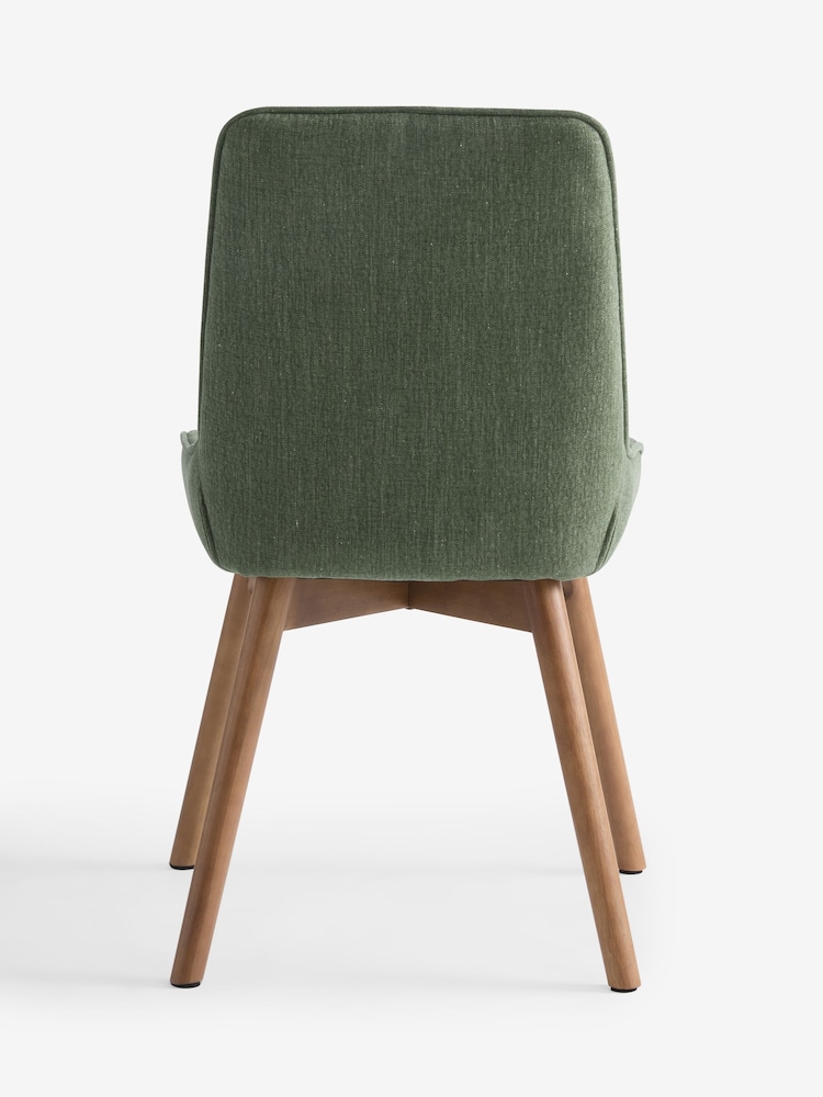 Set of 2 Green Hamilton Mid Wood Leg Quilted Dining Chairs - Image 4 of 4