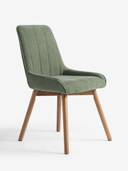 Set of 2 Green Hamilton Mid Wood Leg Quilted Dining Chairs - Image 5 of 7