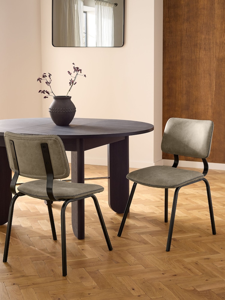 Set of 2 Monza Faux leather Mink Aiden Black Leg Dining Chairs - Image 1 of 7