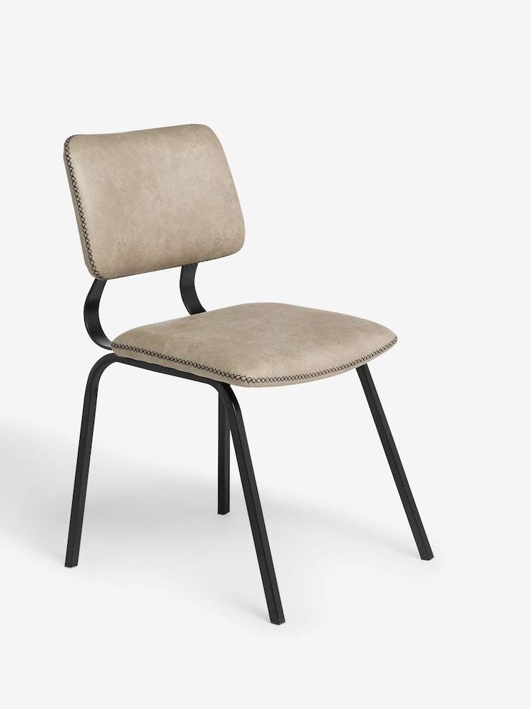 Set of 2 Monza Faux leather Mink Aiden Black Leg Dining Chairs - Image 2 of 7