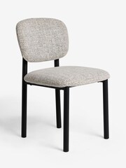 Set of 2 Oyster & Black Chunky Texture Peyton Dining Chairs - Image 5 of 8
