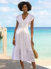 Aspiga White Cami V Midi 100% Cotton Slip - Image 3 of 3