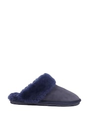 Jones Bootmaker Blue Bella Rose Sheepskin Mules Slippers - Image 1 of 4