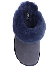 Jones Bootmaker Blue Bella Rose Sheepskin Mules Slippers - Image 3 of 4
