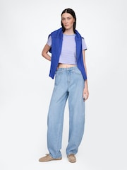 Gap Blue UltraSoft High Waisted Barrel Jeans - Image 1 of 6