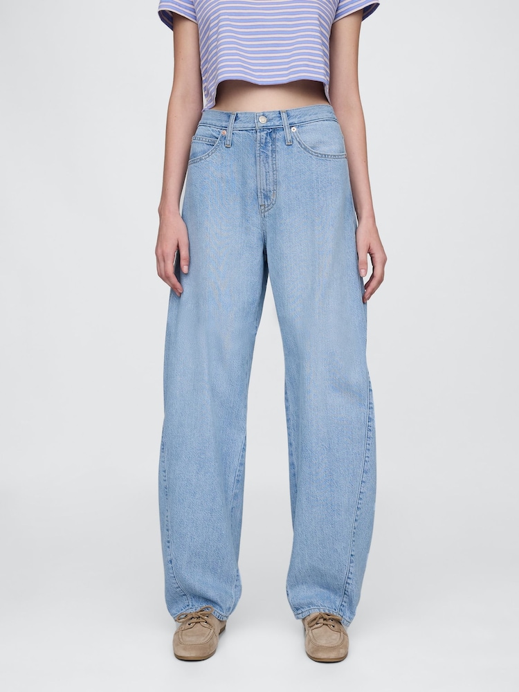 Gap Blue UltraSoft High Waisted Barrel Jeans - Image 2 of 6