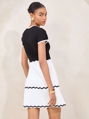 Lipsy Monochrome Knit Short Sleeve Skater Mini Dress - Image 5 of 5