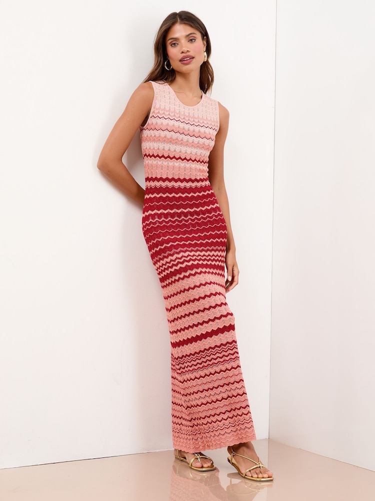 Lipsy Peach Pink Summer Crochet With Cotton Knitted Maxi Dress - Image 1 of 4 Lipsy Peach Pink Summer Crochet With Cotton Knitted Maxi Dress - Image 1 of 4
