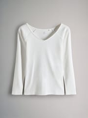 The Set Black/Cream/Khaki 3 Pack Off Shoulder V-Neck Ribbed Long Sleeve Top - Image 2 of 6