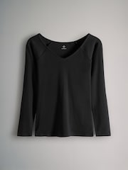 The Set Black/Cream/Khaki 3 Pack Off Shoulder V-Neck Ribbed Long Sleeve Top - Image 4 of 6