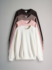 The Set Chocolate Brown/Taupe Brown/Dusty Pink/Cream 4 Pack Relaxed Crew Neck Sweatshirt - Image 1 of 7