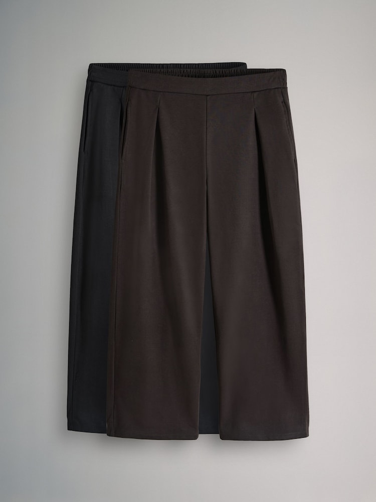 The Set Brown/Black 2 Pack Heavyweight Premium Pleat Front Jersey Trousers - Image 2 of 11 The Set Brown/Black 2 Pack Heavyweight Premium Pleat Front Jersey Trousers - Image 2 of 11