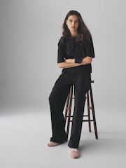 The Set Brown/Black 2 Pack Wide Leg Interlock Joggers - Image 6 of 12